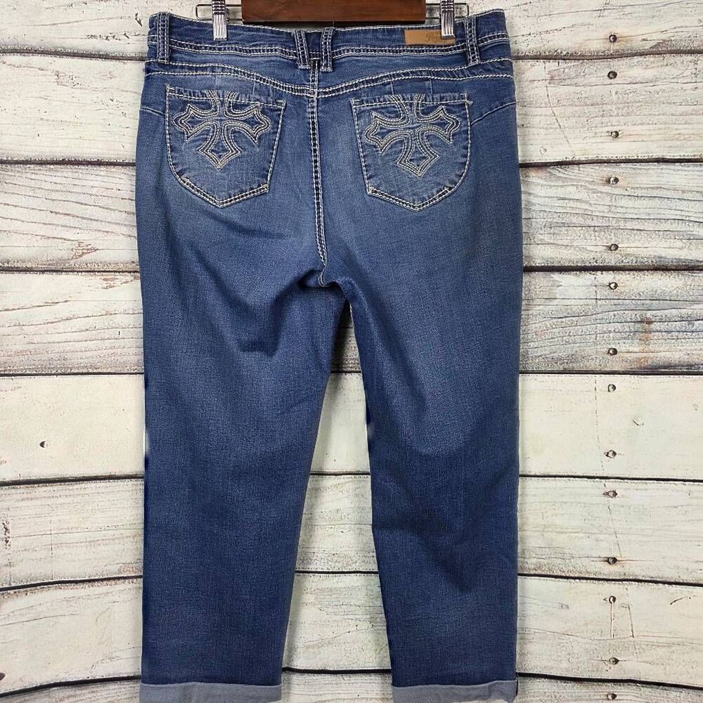 Royalty For Me Embroidered Cuffed Capri Jeans 14 - Picture 8 of 10